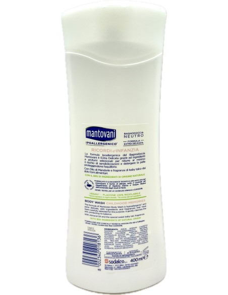 mantovani bagnoschiuma 400ml - neutro ultradelicato - ricordi d'infanzia: tuttocasashop.it: igiene e cura della persona