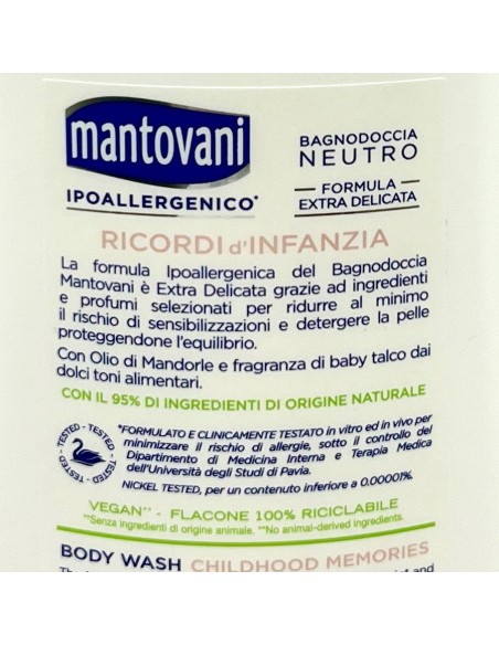 mantovani bagnoschiuma 400ml - neutro ultradelicato - ricordi d'infanzia: tuttocasashop.it: igiene e cura della persona