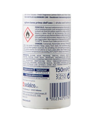 lycia deodorante spray 150ml - me & you - 48h - no alcool - senza sali: tuttocasashop.it: igiene e cura della persona