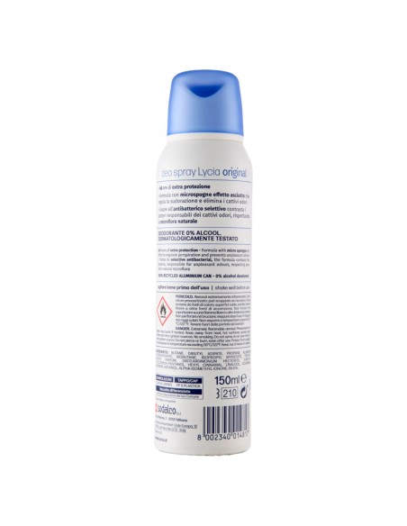 lycia deodorante spray 150ml - original - 48h - no alcool: tuttocasashop.it: igiene e cura della persona