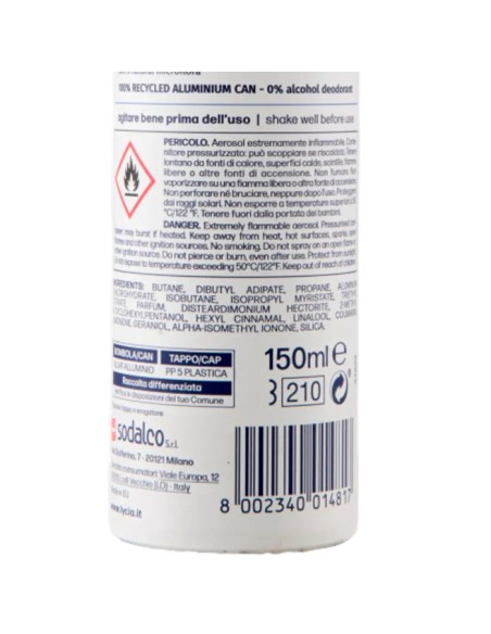 lycia deodorante spray 150ml - original - 48h - no alcool: tuttocasashop.it: igiene e cura della persona