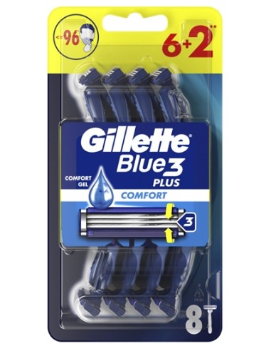 gillette blue 3 rasoi radi & getta trilama - 8 pezzi - comfort: tuttocasashop.it: igiene e cura della persona