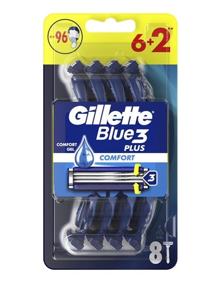 gillette blue 3 rasoi radi & getta trilama - 8 pezzi - comfort: tuttocasashop.it: igiene e cura della persona