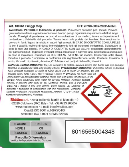 rhutten fuliggi stop spray - 750ml - pulitore vetri caminetti stufe forni: tuttocasashop.it: pulizia e cura della casa