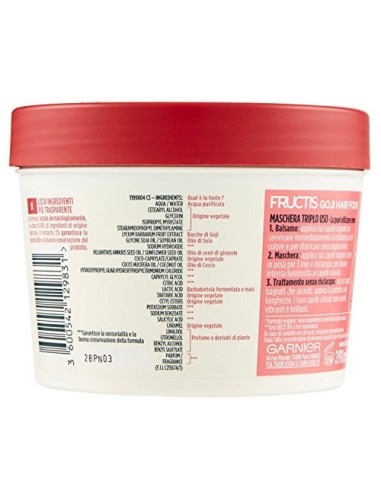 fructis hair food maschera capelli 390ml - colore brillante - bacche di goji: tuttocasashop.it: igiene e cura della persona