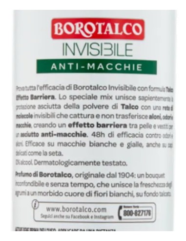 borotalco roberts deodorante spray - 150ml - invisible - 48h: tuttocasashop.it: igiene e cura della persona