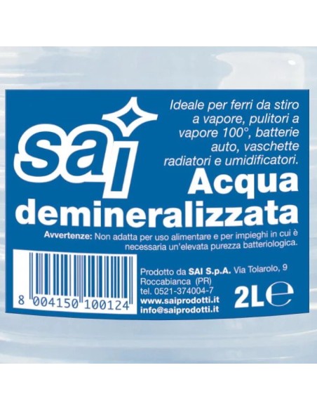 sai acqua demineralizzata 2l - per ferri da stiro, caldaie, batterie auto: tuttocasashop.it: prodotti per bucato e tessuti