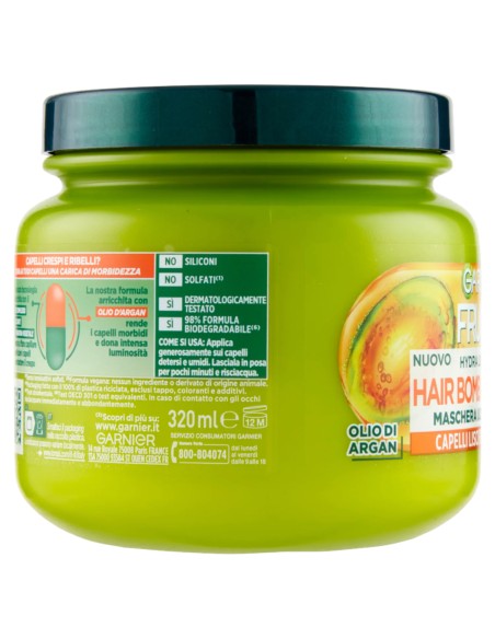 fructis maschera capelli 320ml - hydra liss & shine - ultra lisciante: tuttocasashop.it: igiene e cura della persona