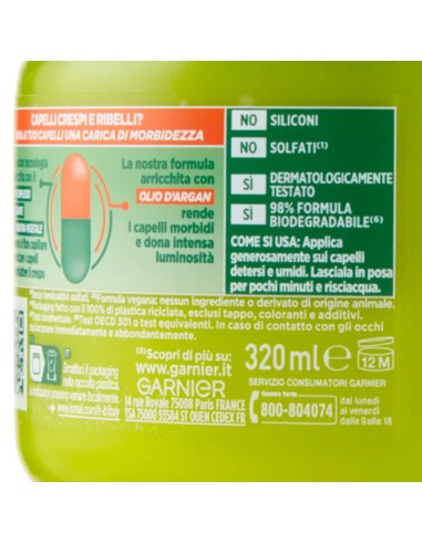 fructis maschera capelli 320ml - hydra liss & shine - ultra lisciante: tuttocasashop.it: igiene e cura della persona