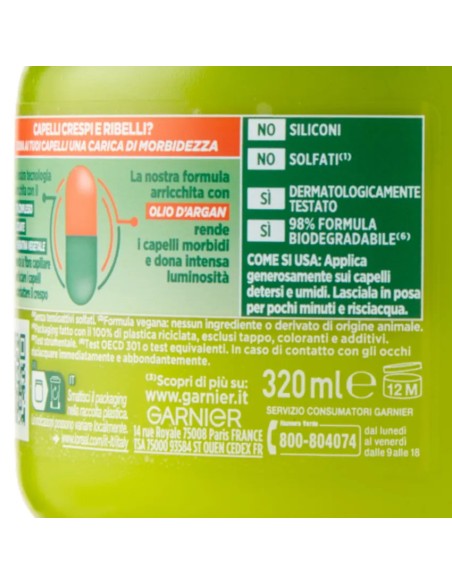 fructis maschera capelli 320ml - hydra liss & shine - ultra lisciante: tuttocasashop.it: igiene e cura della persona
