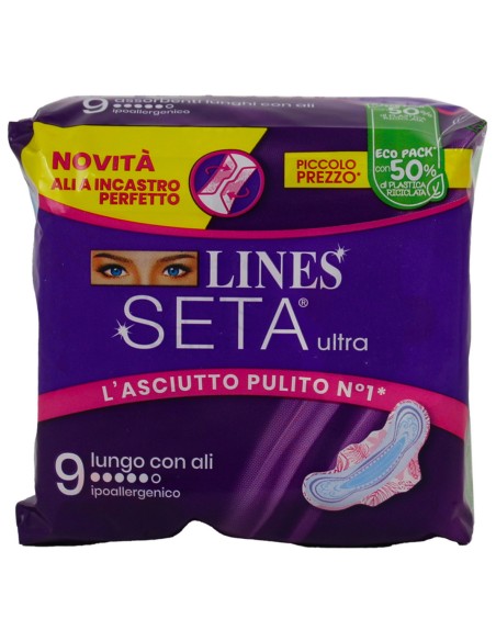 lines seta ultra assorbenti - 9 pezzi - lungo con ali: tuttocasashop.it: igiene e cura della persona
