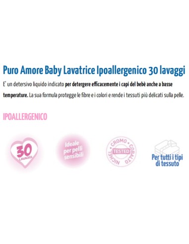 puro amore detersivo lavatrice 30 lavaggi 1500ml - baby ipoallergenico: tuttocasashop.it: prodotti per bucato e tessuti