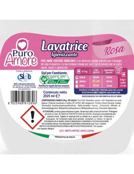 puro amore detersivo liquido lavatrice 45 lavaggi 2025ml - igienizzante rosa: tuttocasashop.it: prodotti per bucato e tessuti
