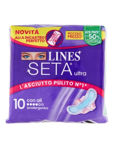 lines seta ultra assorbenti - 10 pezzi - anatomico con ali: tuttocasashop.it: igiene e cura della persona