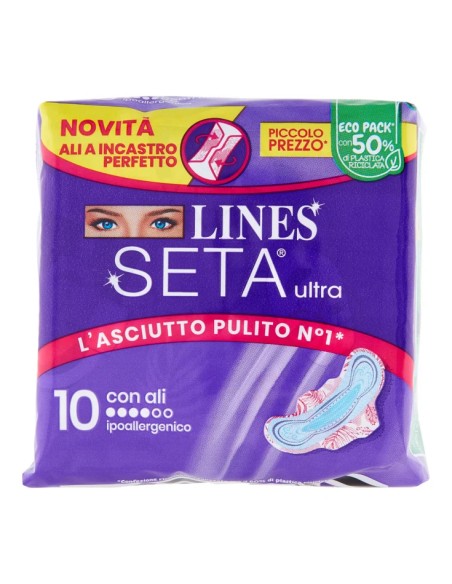 lines seta ultra assorbenti - 10 pezzi - anatomico con ali: tuttocasashop.it: igiene e cura della persona