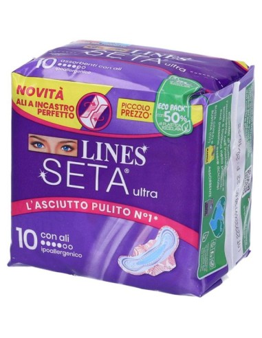 lines seta ultra assorbenti - 10 pezzi - anatomico con ali: tuttocasashop.it: igiene e cura della persona