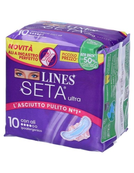 lines seta ultra assorbenti - 10 pezzi - anatomico con ali: tuttocasashop.it: igiene e cura della persona