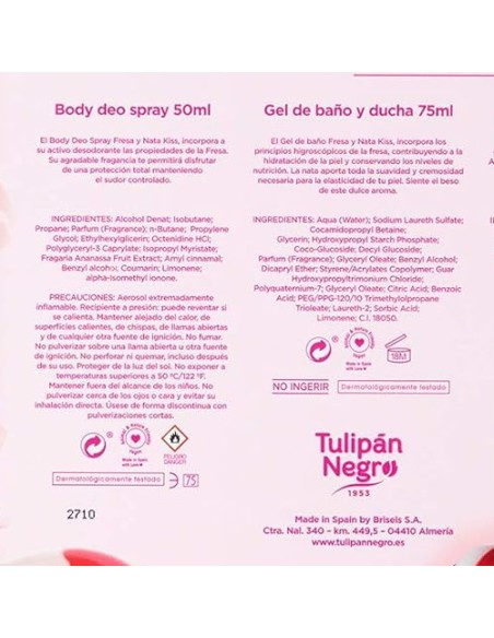 tulipan negro - deo 150ml+doccia 75ml+edt 50ml+body lot 75ml - fresaa y nata: tuttocasashop.it: igiene e cura della persona