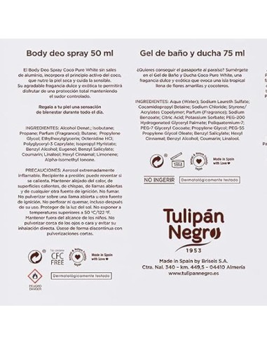 tulipan negro - deo 150ml+doccia 75ml+edt 50ml+body lot 75ml - coco pure whi: tuttocasashop.it: igiene e cura della persona