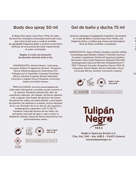 tulipan negro - deo 150ml+doccia 75ml+edt 50ml+body lot 75ml - coco pure whi: tuttocasashop.it: igiene e cura della persona