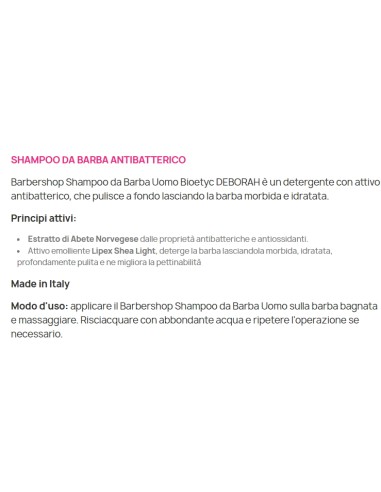 bioetyc uomo barbershop - 120ml - shampoo da barba idratante antibatterico: tuttocasashop.it: igiene e cura della persona