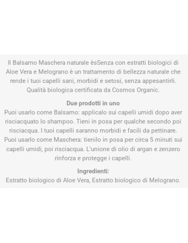 essenza maschera per capelli 200ml - aloe & melograno - capelli grassi: tuttocasashop.it: igiene e cura della persona