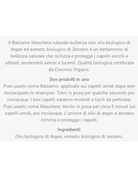 essenza maschera per capelli 200ml - argan& zenzero capelli secchi sfibrati: tuttocasashop.it: igiene e cura della persona