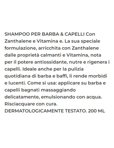 noxzema professiona shampoo barba & capelli 200ml - zanthalene e vitamina e: tuttocasashop.it: igiene e cura della persona