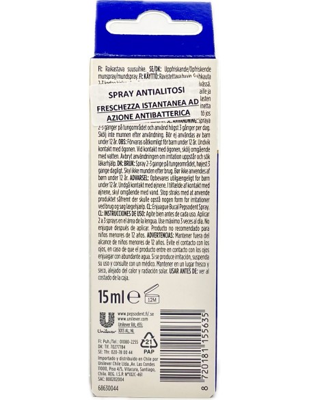 pepsodent mouth spray freshness & protection - 15ml - spray alito fresco: tuttocasashop.it: igiene e cura della persona