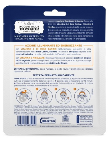 acqua alle rose maschera in tessuto idratante anti-fatica - vitamina c: tuttocasashop.it: igiene e cura della persona