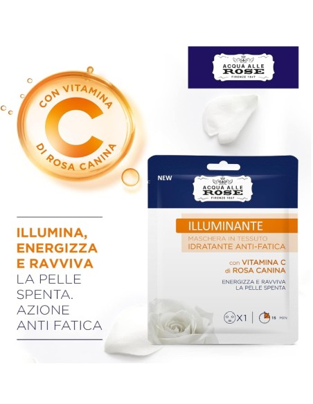 acqua alle rose maschera in tessuto idratante anti-fatica - vitamina c: tuttocasashop.it: igiene e cura della persona