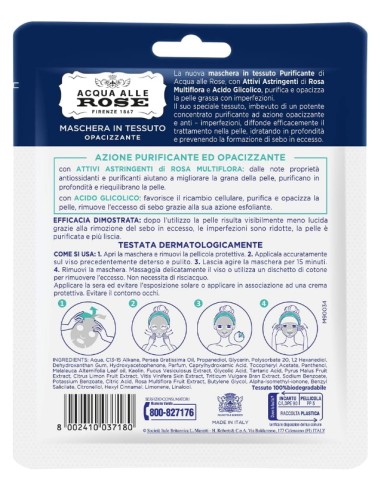 acqua alle rose maschera in tessuto opacizzante anti-imperfezioni: tuttocasashop.it: igiene e cura della persona