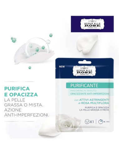 acqua alle rose maschera in tessuto opacizzante anti-imperfezioni: tuttocasashop.it: igiene e cura della persona