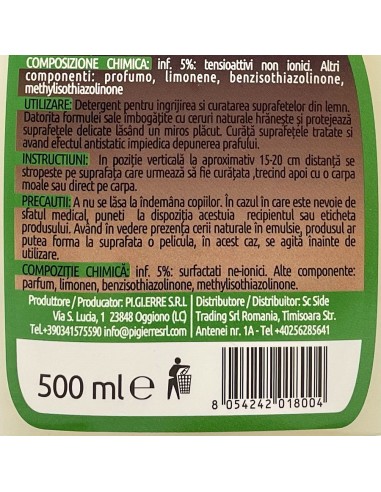 care detergente legno spray 500ml - deterge protegge e lucida: tuttocasashop.it: pulizia e cura della casa