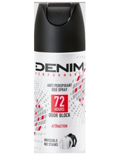 denim deodorante spray 150ml - 72h odor block - attraction - invisible: tuttocasashop.it: igiene e cura della persona