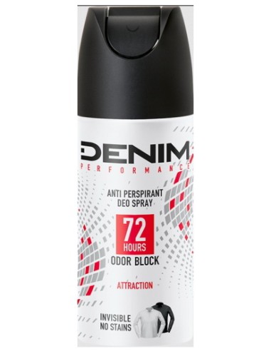 denim deodorante spray 150ml - 72h odor block - attraction - invisible: tuttocasashop.it: igiene e cura della persona
