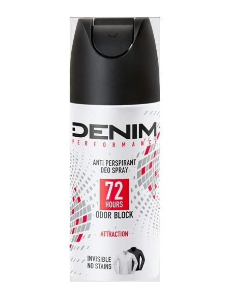 denim deodorante spray 150ml - 72h odor block - attraction - invisible: tuttocasashop.it: igiene e cura della persona