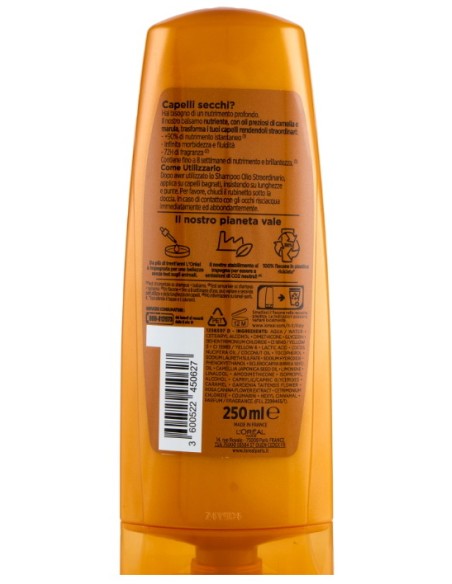 elvive l'oreal balsamo 250ml - olio straordinario - capelli secchi: tuttocasashop.it: igiene e cura della persona