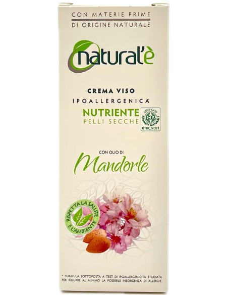 natural'e' crema viso ipoallergenica nutriente - 75ml - olio di mandorle: tuttocasashop.it: igiene e cura della persona