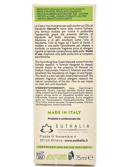 natural'e' crema viso ipoallergenica nutriente - 75ml - olio di mandorle: tuttocasashop.it: igiene e cura della persona
