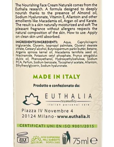 natural'e' crema viso ipoallergenica nutriente - 75ml - olio di mandorle: tuttocasashop.it: igiene e cura della persona