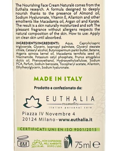 natural'e' crema viso ipoallergenica nutriente - 75ml - olio di mandorle: tuttocasashop.it: igiene e cura della persona