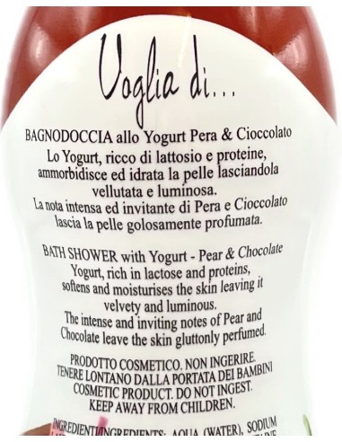 voglia di... bagnodoccia allo yogurt - 250ml - pera & cioccolato: tuttocasashop.it: igiene e cura della persona
