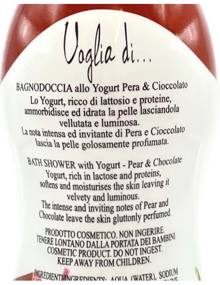 voglia di... bagnodoccia allo yogurt - 250ml - pera & cioccolato: tuttocasashop.it: igiene e cura della persona