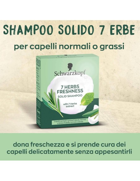 schwarzkopf shampoo solido - 60g - con estratti delle 7 erbe - freshness: tuttocasashop.it: igiene e cura della persona