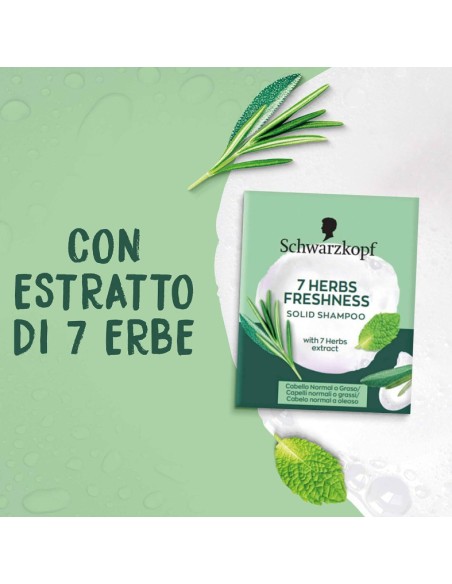 schwarzkopf shampoo solido - 60g - con estratti delle 7 erbe - freshness: tuttocasashop.it: igiene e cura della persona