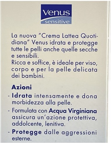 venus sensitive crema lattea quotidiana viso corpo 75ml - acqua virginiana: tuttocasashop.it: igiene e cura della persona