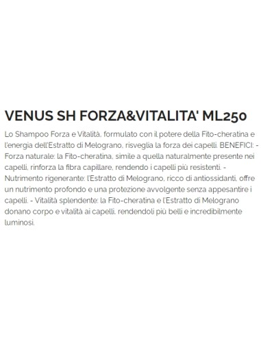 venus shampoo 250ml - forza e vitalita' - fito-cheratina - melograno: tuttocasashop.it: igiene e cura della persona