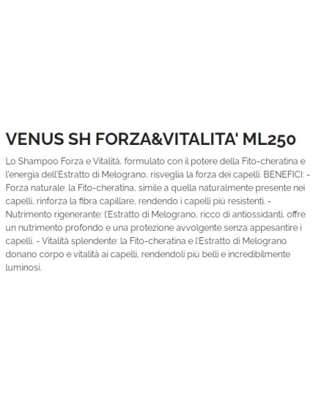 venus shampoo 250ml - forza e vitalita' - fito-cheratina - melograno: tuttocasashop.it: igiene e cura della persona