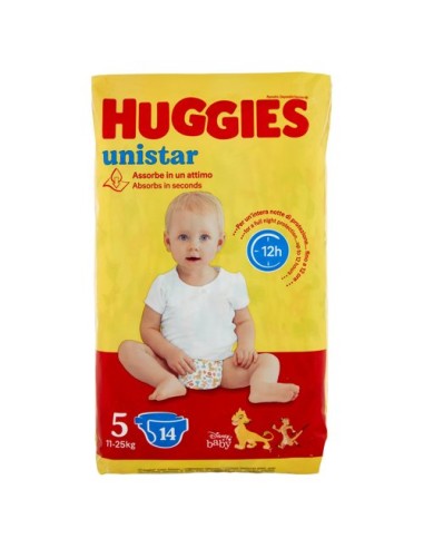 huggies unistar - 14 pannolini taglia 5 junior 11-25 kg: tuttocasashop.it: igiene e cura della persona